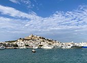 View on Eivissa town and harbor, Ibiza, Balearic islands, Spain