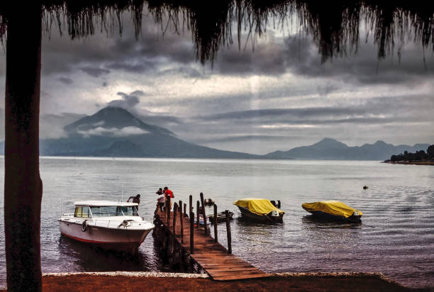 A dock on Lake Attitlan in Guatemala