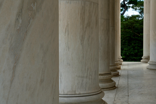 Columns of the Jefferson Memorial in Washington DC.