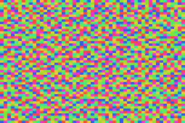 Vector illustration of Color pixel screen noise. TV channel snow and grain.