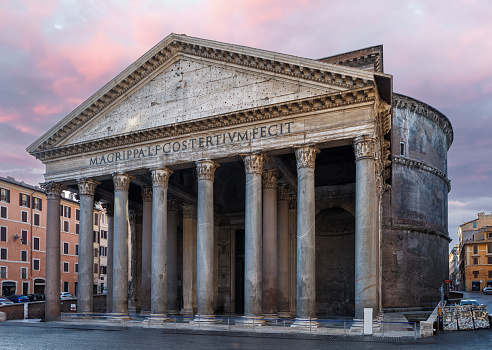 Pantheon of Rome or Pantheon of Agrippa, ancient roman temple, Italy