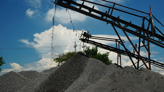 pile of sand and gravel processed by a natural stone crushing machine