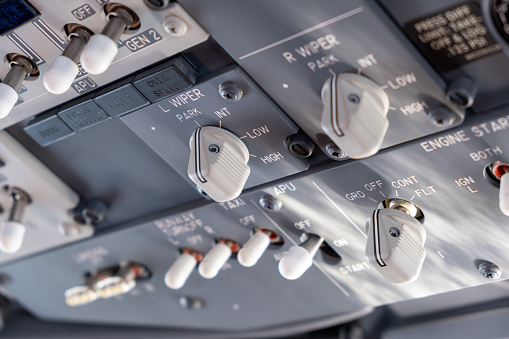 Boeing 737 MAX engine start switch close-up