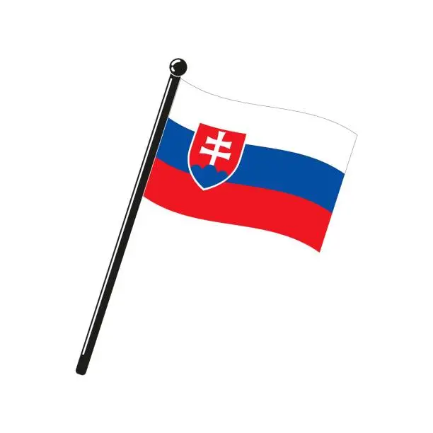 Vector illustration of national flag of Slovakia on the stick