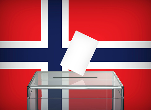 Ballot box with the national flag of Norway