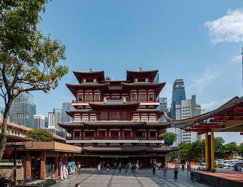 Singapore, November 02, 2023 The Buddha Tooth Relic Temple and Museum built to house the tooth relic of the historical Buddha