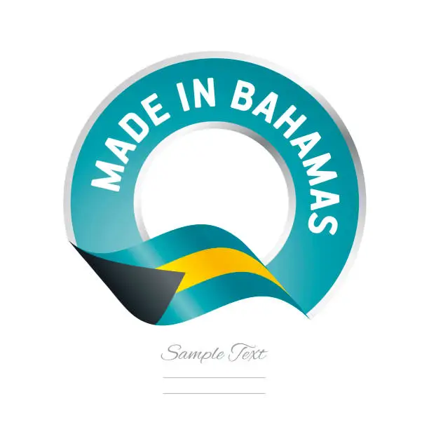 Vector illustration of Made in Bahamas flag sea green color label logo icon