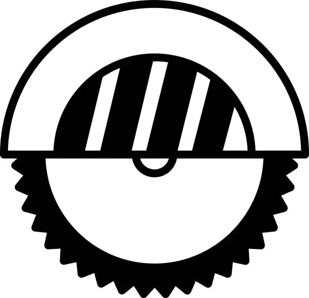Vector illustration of Circular Saw glyph and line vector illustration