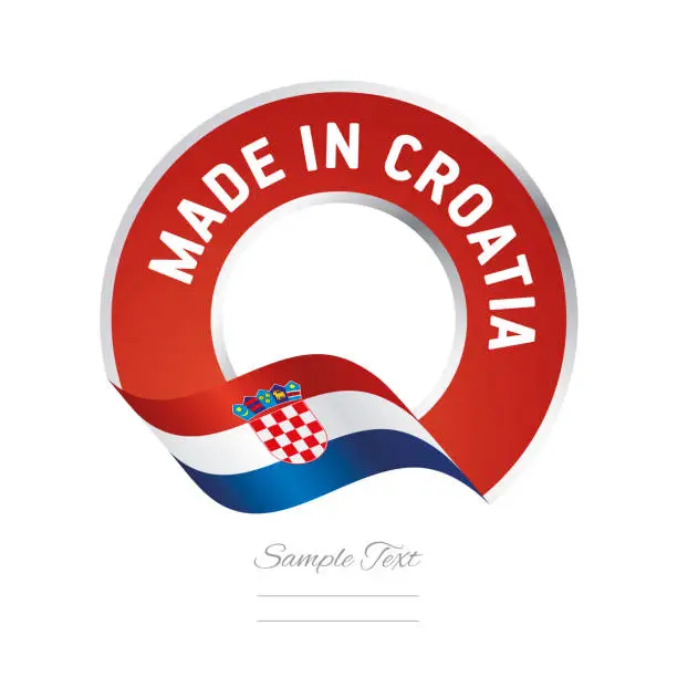 Vector illustration of Made in Croatia flag red color label button banner logo icon