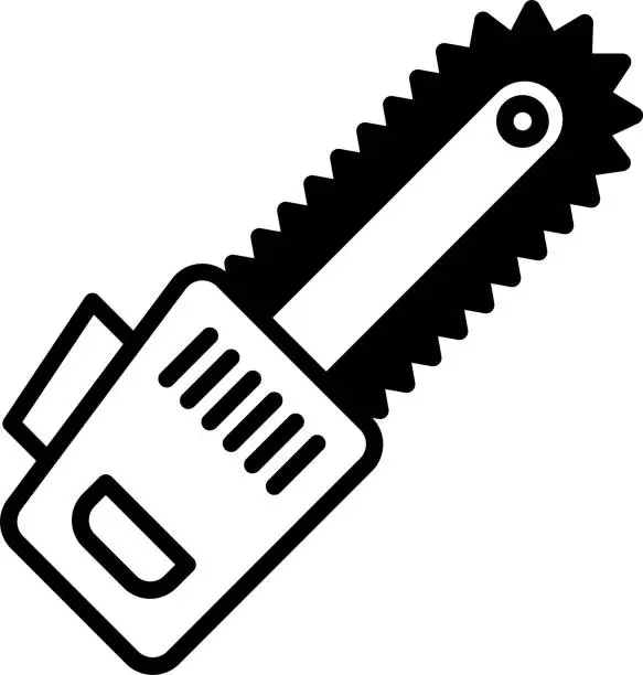 Vector illustration of Saw Machine glyph and line vector illustration