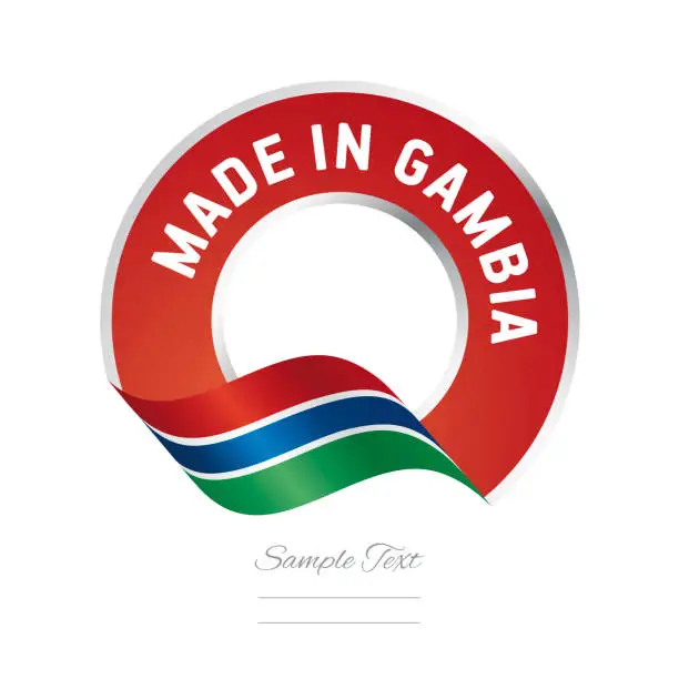 Vector illustration of Made in Gambia flag red color label logo icon