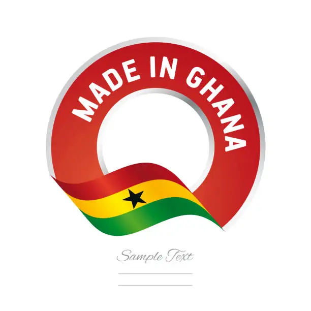 Vector illustration of Made in Ghana flag red color label logo icon