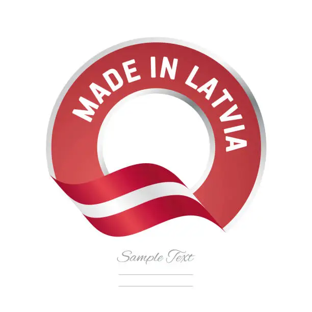 Vector illustration of Made in Latvia flag red color label logo icon