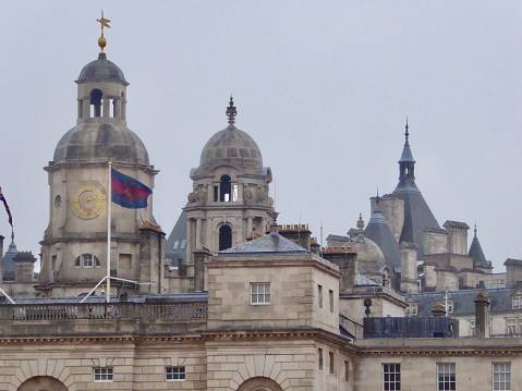 The skyline at the Horse Guards building in London is punctuated by domes and spires built in the 18th century.