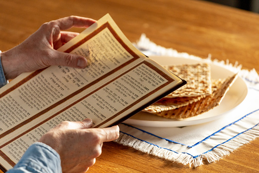 A man celebrates the Jewish holiday of Passover