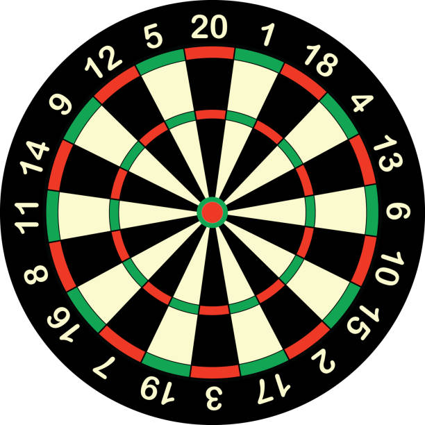 wektor tarczy do rzutek na niebieskim tle. rzutki to sport wyczynowy, w którym gracze rzucają rzutkami w tarczę do rzutek. - dartboard bulls eye vector pub stock illustrations
