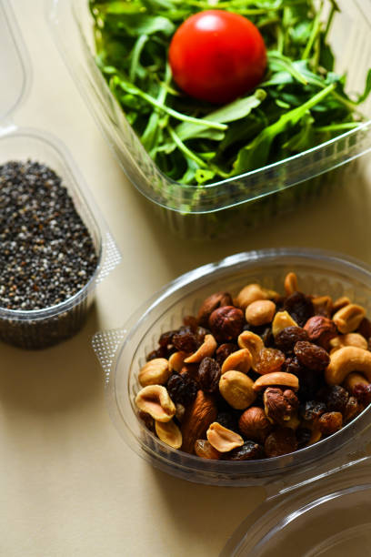 Close Up Of Multiple Plastic Food Containers With Different Shapes