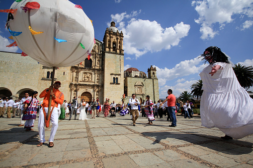 OAXACA, MEXICO - MARCH 1 . 2014: Traditional Mexican Wedding and parade kwon as Calenda in Santo Domingo de Guzman Church