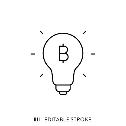 Cryptocurrency Investment Tips Line Icon Design with Editable Stroke. Suitable for Infographics, Web Pages, Mobile Apps, UI, UX, and GUI design.