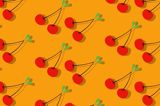 Cherry fruit pattern poster vector illustration.