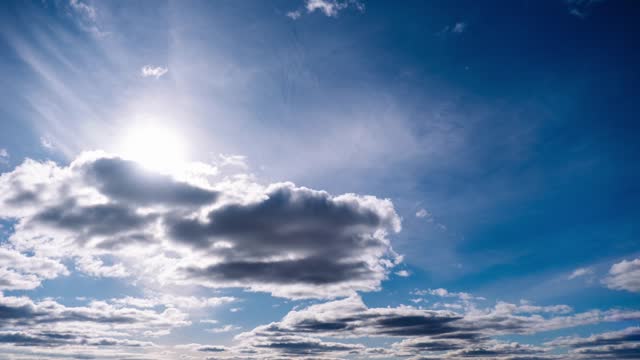 Timelapse of Cumulus Clouds Moves In The Blue Sky