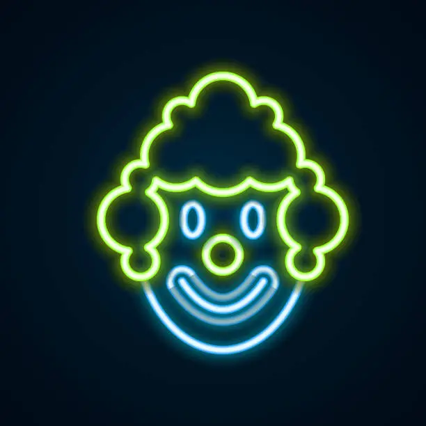 Vector illustration of Glowing neon line Clown head icon isolated on black background. Colorful outline concept. Vector