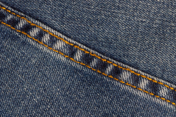 new blue denim, close-up of a piece and elements of clothing made of blue denim