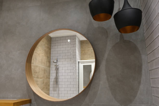 istock round mirror on the bathroom wall 2069132458