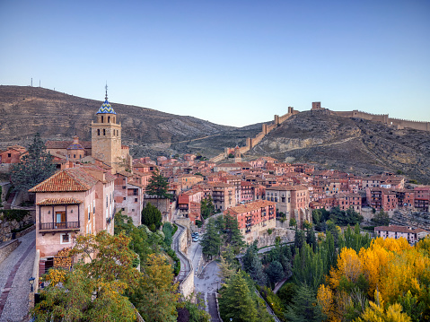 Views of Albarracin with its walls in Teruel, Spain.