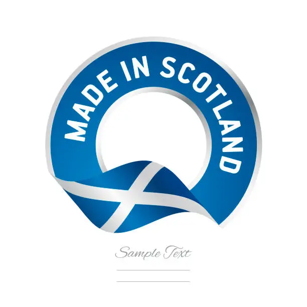 Vector illustration of Made in Scotland flag blue color label logo icon