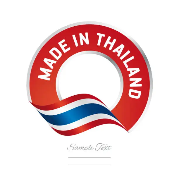 Vector illustration of Made in Thailand flag red color label logo icon