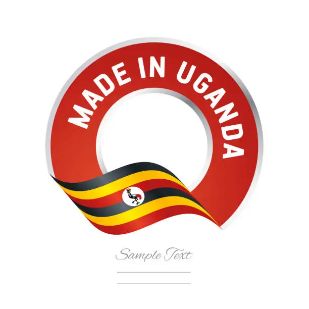 Vector illustration of Made in Uganda flag green color label button banner