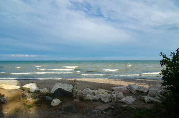 Lake Michigan Beach at Wind Point Lighthouse
