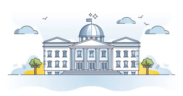 Vector illustration of Government building as classical official parliament house outline concept