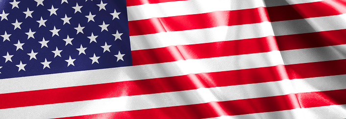 united states flag waving - close up
