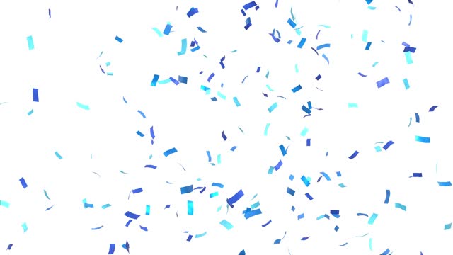 blue confetti explosion on white background for gender reveal - 3D rendering - 4k - 60 fps