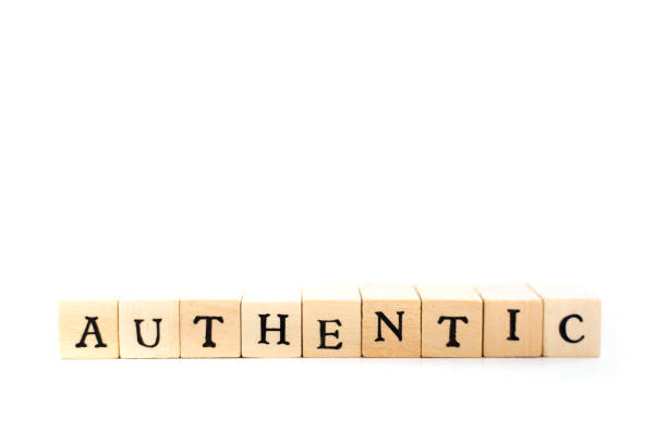 AUTHENTIC: Written in Wood Block Letters, White Background