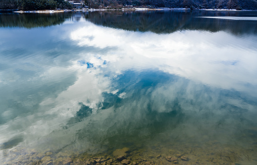 Clouds reflected on the lake surface