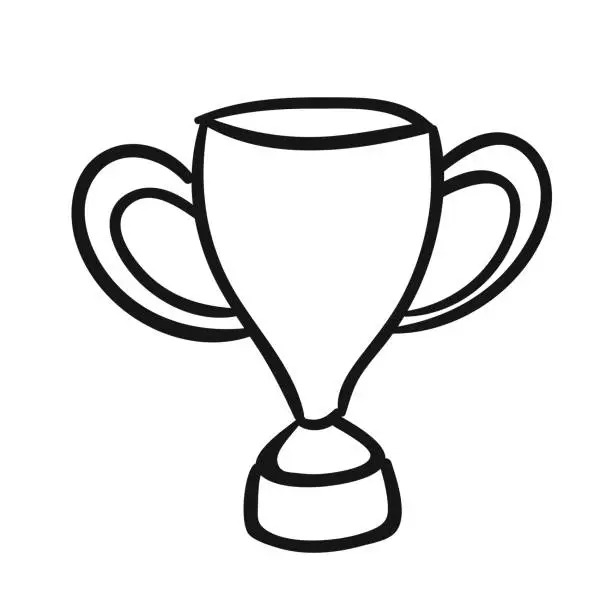 Vector illustration of Vector doodle trophy on white background