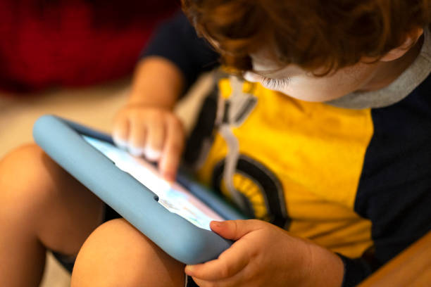 istock Little toddler with digital tablet on his knees 2069551815