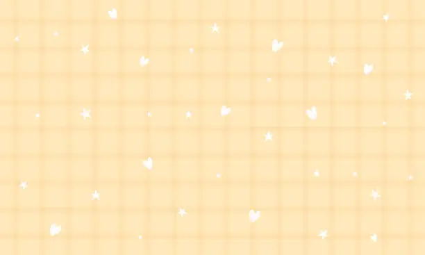 Vector illustration of Vector cute yellow gingham plaid checkered pattern with heart and star background wallpaper