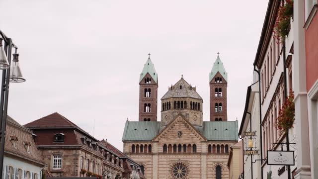 Handheld Shot Of Speyer Cathedral Against Clear Sky