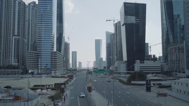 Modern Office Buildings And Highways In Dubai