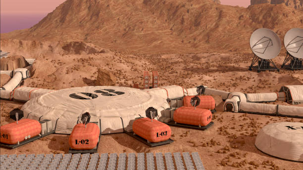 Mars Colony Base Camp stock photo