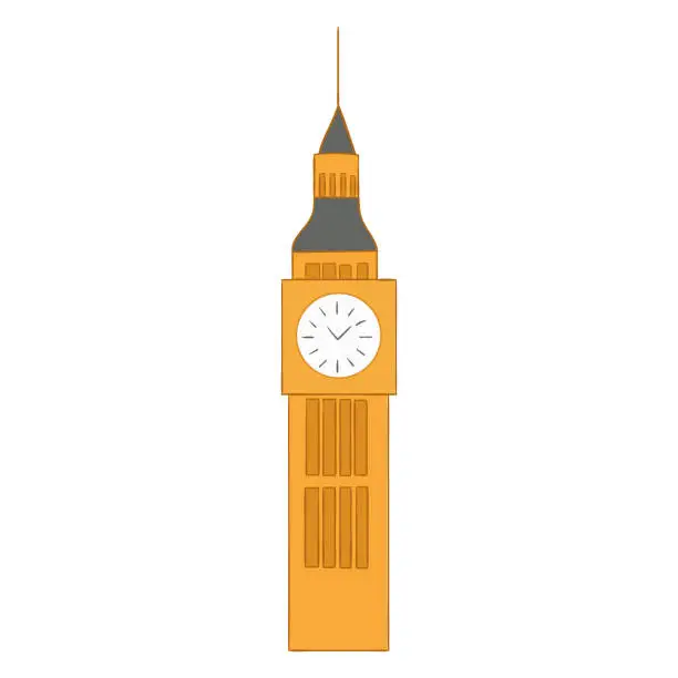 Vector illustration of Vector illustration of big ben tower on plain background