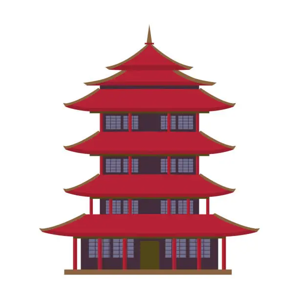 Vector illustration of Vector Japanese temples in flat design