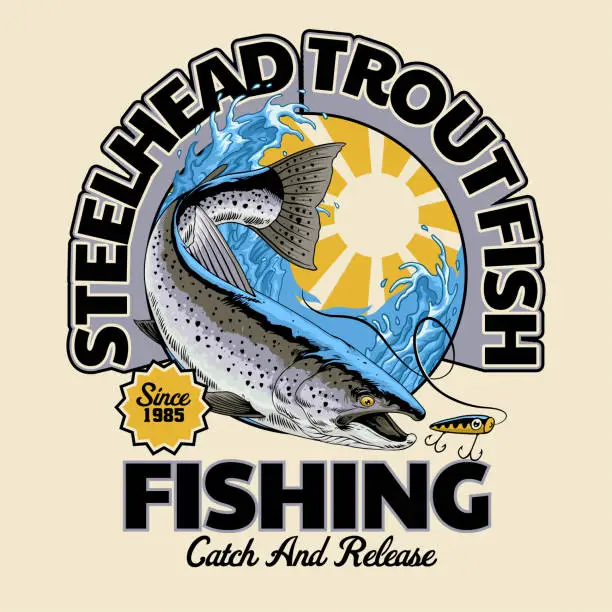Vector illustration of Steelhead Trout Fish Shirt Design Illustration