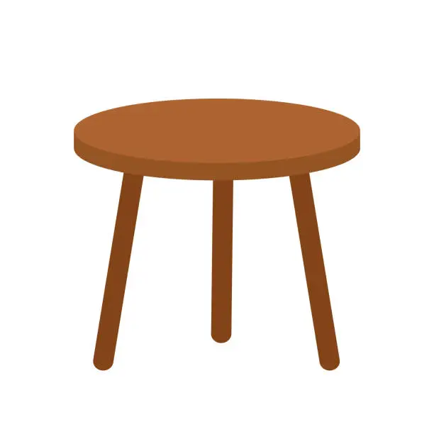 Vector illustration of Vector realistic wooden round table isolated