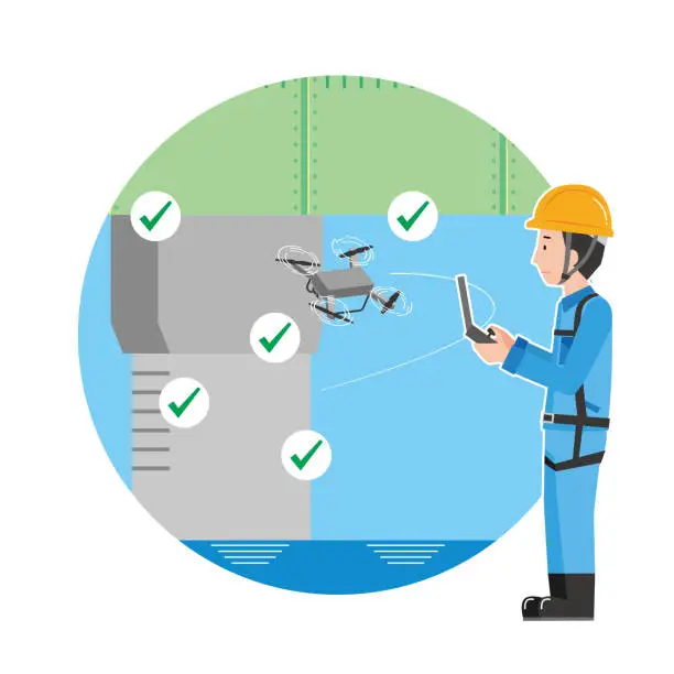 Vector illustration of Image illustration of a bridge inspection drone