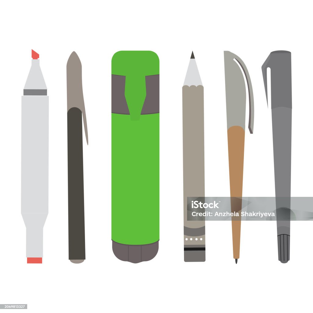 Writing Instruments Background Writing Instruments Stock Illustration - Download Image Now - Ballpoint ...